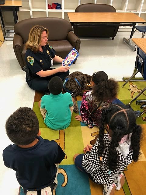HippieChic712's tweet photo. Losing a parent is painful. Losing one when you are in elementary school is unimaginable. Thank you  @BBPD &amp; Asst. Chief Snow for bringing Boone, their theraphy dog to our school today. He brought smiles to many hurting students.❤@Crosspointe_El @cityofboynton @pbcsd @561Sdpbc https://t.co/nppd9FBAfg