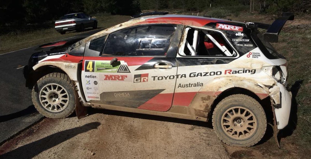 RallySport Magazine (@rallysportmag) on Twitter photo Lewis Bates is out of the <a href="/NatCapRally/">NatCap Rally</a> after rolling less than a kilometre from the end of stage four. The Yaris is unlikely to restart the afternoon stages | @RallyComAu Lewis Bates is out of the <a href="/NatCapRally/">NatCap Rally</a> after rolling less than a kilometre from the end of stage four. The Yaris is unlikely to restart the afternoon stages | @RallyComAu