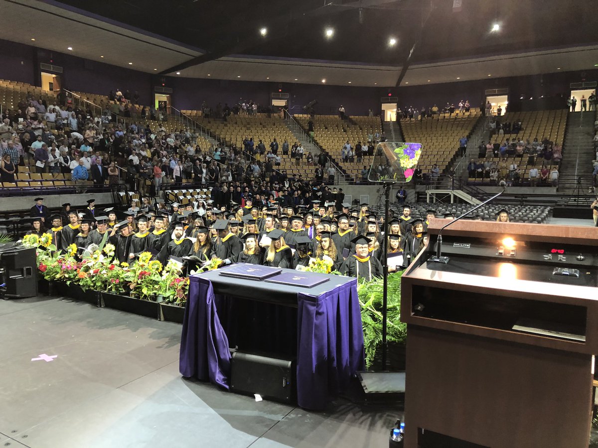 WCUChancellor's tweet photo. What a wonderful view from the platform at the @WCU Doctoral and Masters Graduation tonight in Ramsey. So proud of our graduates and all they have accomplished. Family and friends were there to support. Thank you! #wcuinspires #unc_system #education https://t.co/crAzgFeCzF