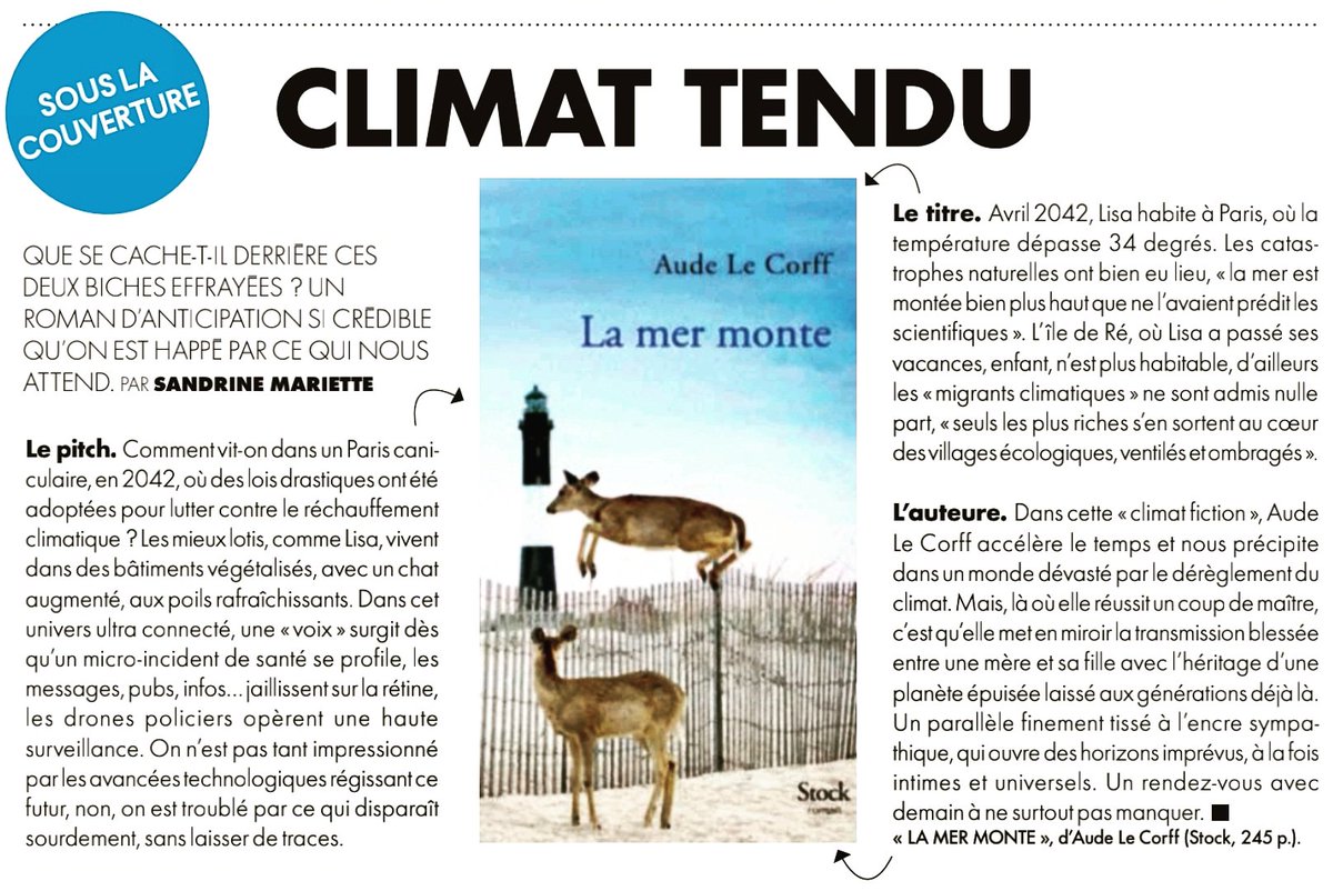 hcdahlem's tweet photo. Sandrine Mariette souligne dans ELLE combien Aude Le Corff a trouvé une manière habile de traiter de la question environnementale. Dans «La mer monte», elle confronte le quotidien de Lisa en 2042. #lamermonte #audelecorff #editionsstock #hcdahlem
https://t.co/TpLVqFFARO https://t.co/QVBvPM8TkT