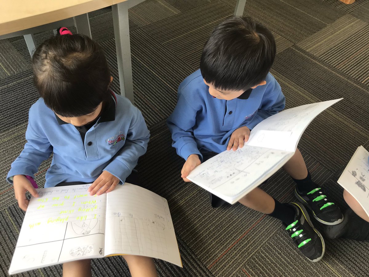 Check out Akomanga Tahi’s terrific writers! They have been producing descriptive writing about themselves. We have learnt so much about what makes us special. Here are some #engaged 5 year olds closing the writing process by peer sharing with each other. <a href="/StonefieldsSch/">Stonefields School</a>