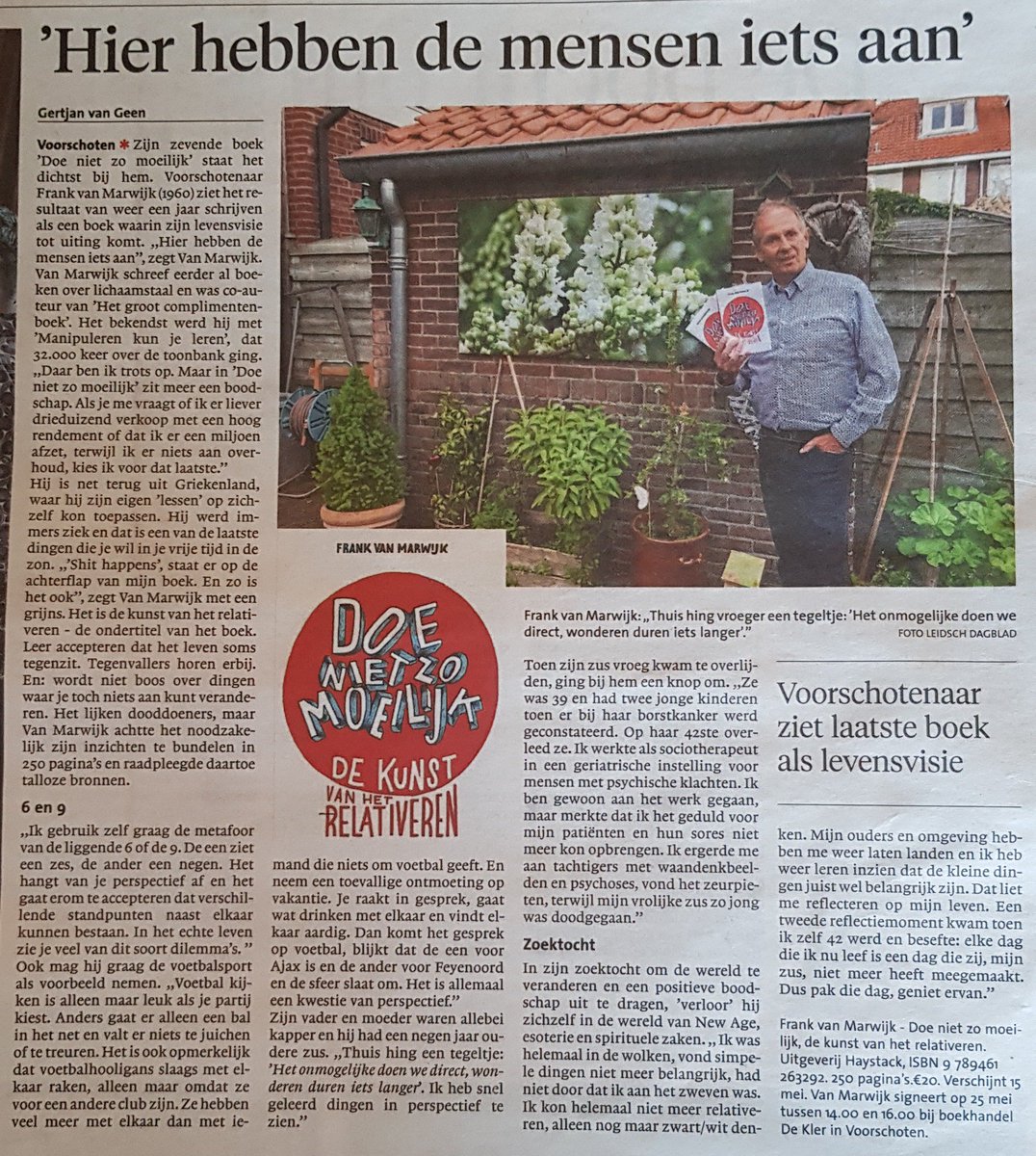 Vandaag in Leidsch Dagblad... #doenietzomoeilijk #relativeren