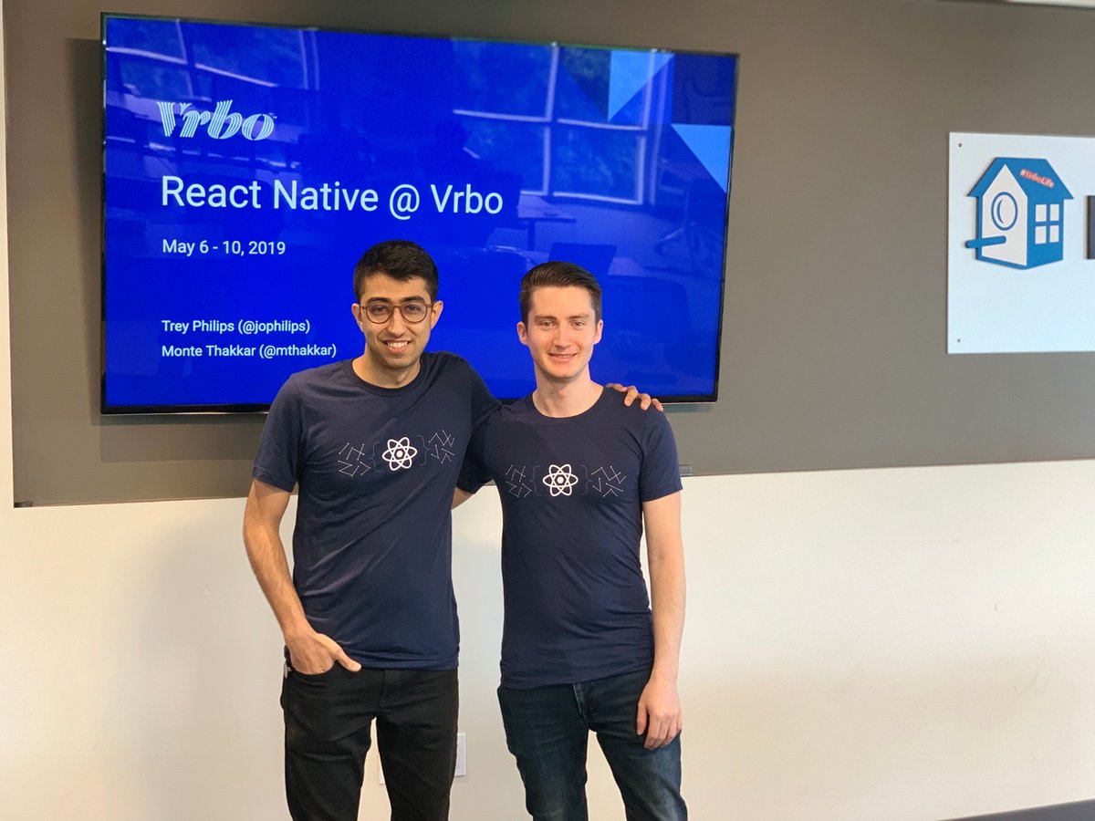 Just wrapped up our <a href="/reactnative/">React Native</a> workshop at <a href="/vrbo/">Vrbo</a> where we introduced RN to over 60 <a href="/reactjs/">React</a>  engineers, PM's and the leadership team! Excited to see React Native being used more widely in the <a href="/vrbo/">Vrbo</a> mobile apps.