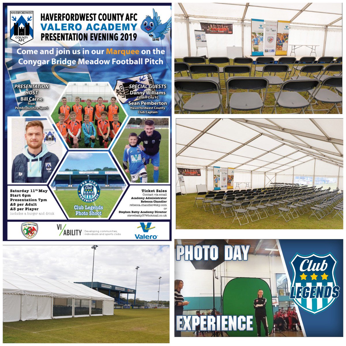 Really looking forward to the Haverfordwest County <a href="/ValeroEnergy/">Valero</a> Academy ( U7's - U16's) presentation evening tomorrow evening under a marquee on the pitch. 

Bill Carne from Pembrokeshire Sport will be hosting the evening. 
<a href="/FAI_MTAC/">More Than A Club</a> <a href="/Vi_Ability/">Vi-Ability</a>
@FDMWestwales 
#Morethanaclub