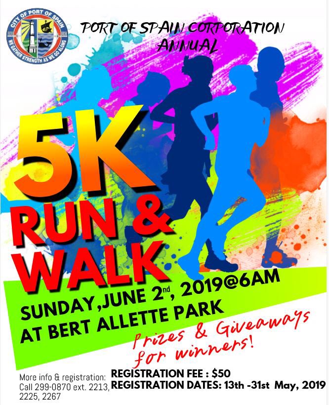 POS_Corp's tweet photo. The POS Corporationβs Annual 5K Run & Walk is just around the corner.
Date: Sunday June 2nd 2019
Starting Point: Bert Allet Park
Time: 6:00 am
Cost: $50
See the flyer below or contact 299-0870 (ext. 2213/2225/2267) for more information
#5K #Fitness #POSCorp #PortOfSpain https://t.co/gMLznbof5t