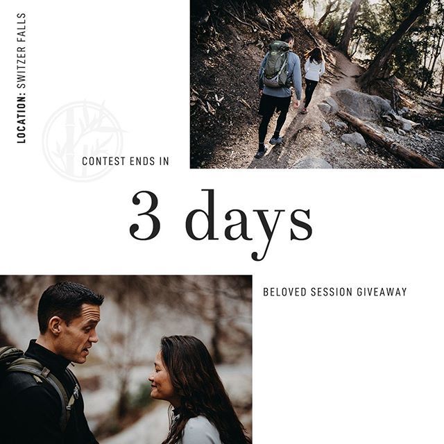 *THREE days remaining*⁣
⁣
All: I am offering an EPIC Beloved session at any location of your choice!  You do not have to be engaged to win.  You can already be married or just in a relationship. The only requirement is that you love your partner and you must be ready to make…