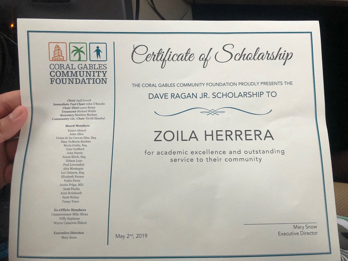 firstteemiami's tweet image. So proud! 🎉🎉🎉Congratulations to Zoila Herrera for earning a $7K scholarship #coralgablescommunityfoundation  #firstteemiami #ninecorevalues #perseverance #courtesy #judgment #responsibility #confidence #honesty #integrity #sportsmanship #respect @OrangeBowl
