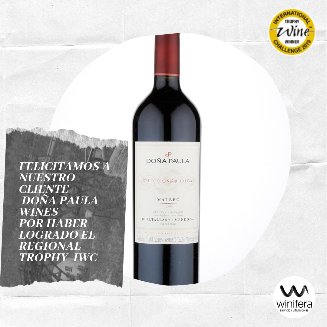 winifera_'s tweet photo. Felicitamos a @DonaPaulaWines por haber logrado el REGIONAL TROPHY en el International Wine Challenge #IWC2019
#ArgWine #winifera #Argentina #Wine #Mendoza #Malbec #SdB https://t.co/rfYjL3QiUc