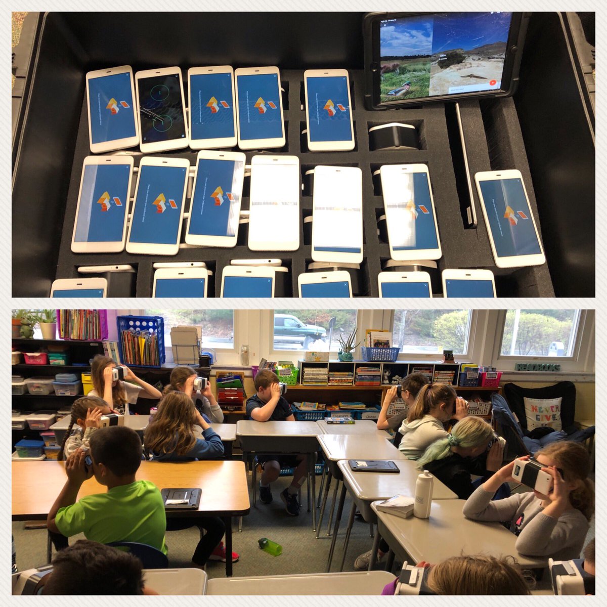 LaurieDelaney_'s tweet photo. Taking #msad6tech Ss on #GoogleExpeditions never gets old! Today’s tours focused on #STEM topics with an up close study of skin &amp; an ingenious look at the science of superheroes! Ss also performed a salsa dancing review game to recall facts &amp; discuss new learning from the tours. https://t.co/ibC0VoJ4aR