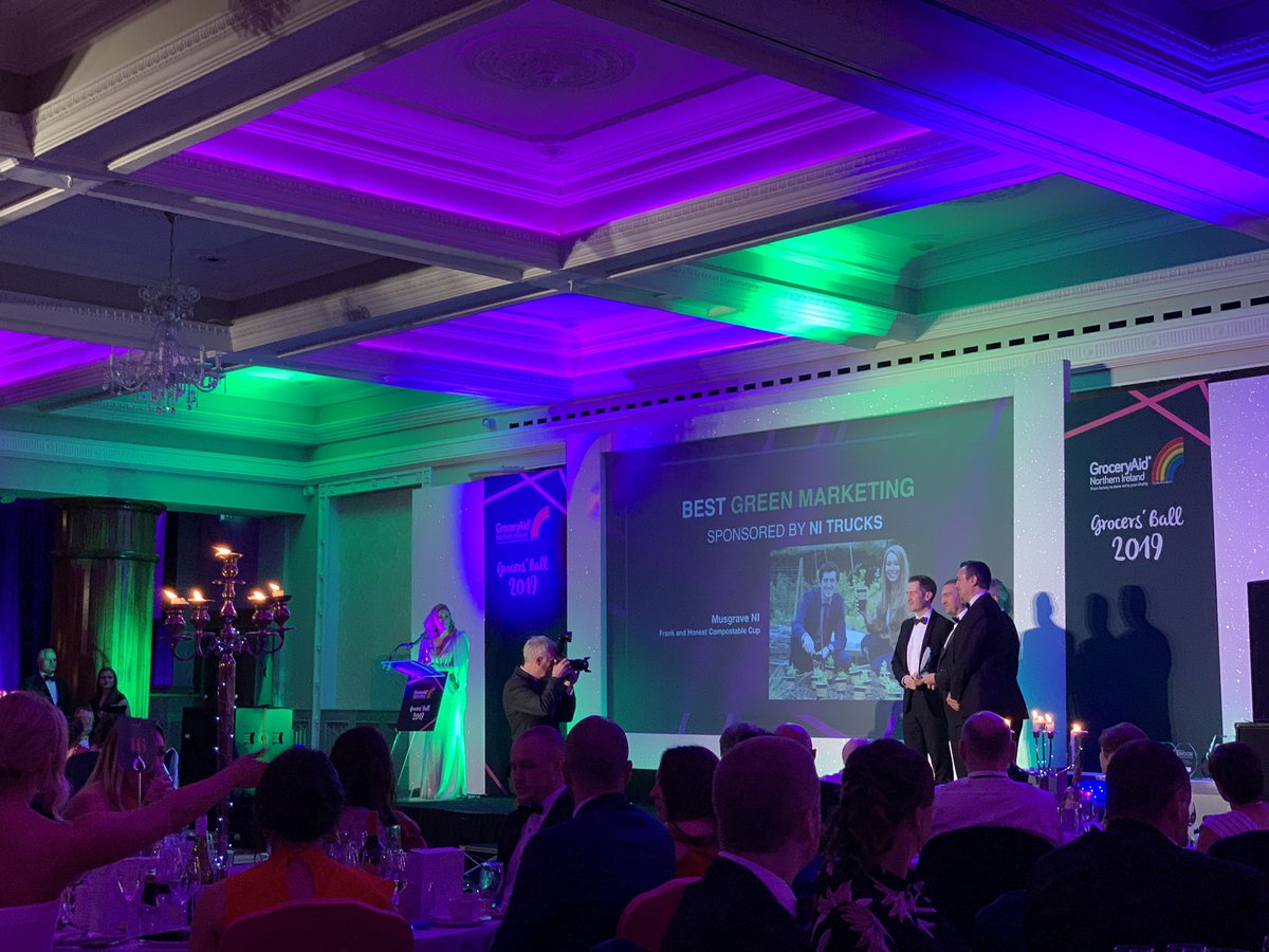 SineadDoyle's tweet photo. What a night for Musgrave NI! Winners of Best CSR Initiative (@SuperValuNI Superstars); Best Green Marketing for #FrankandHonest compostable cups; and Best Digital Marketing campaign for @CentraNI Live Well. PLUS Highly Commended for three more awards. Congratulations! #UGMA2019 https://t.co/t8QoOmCmgp