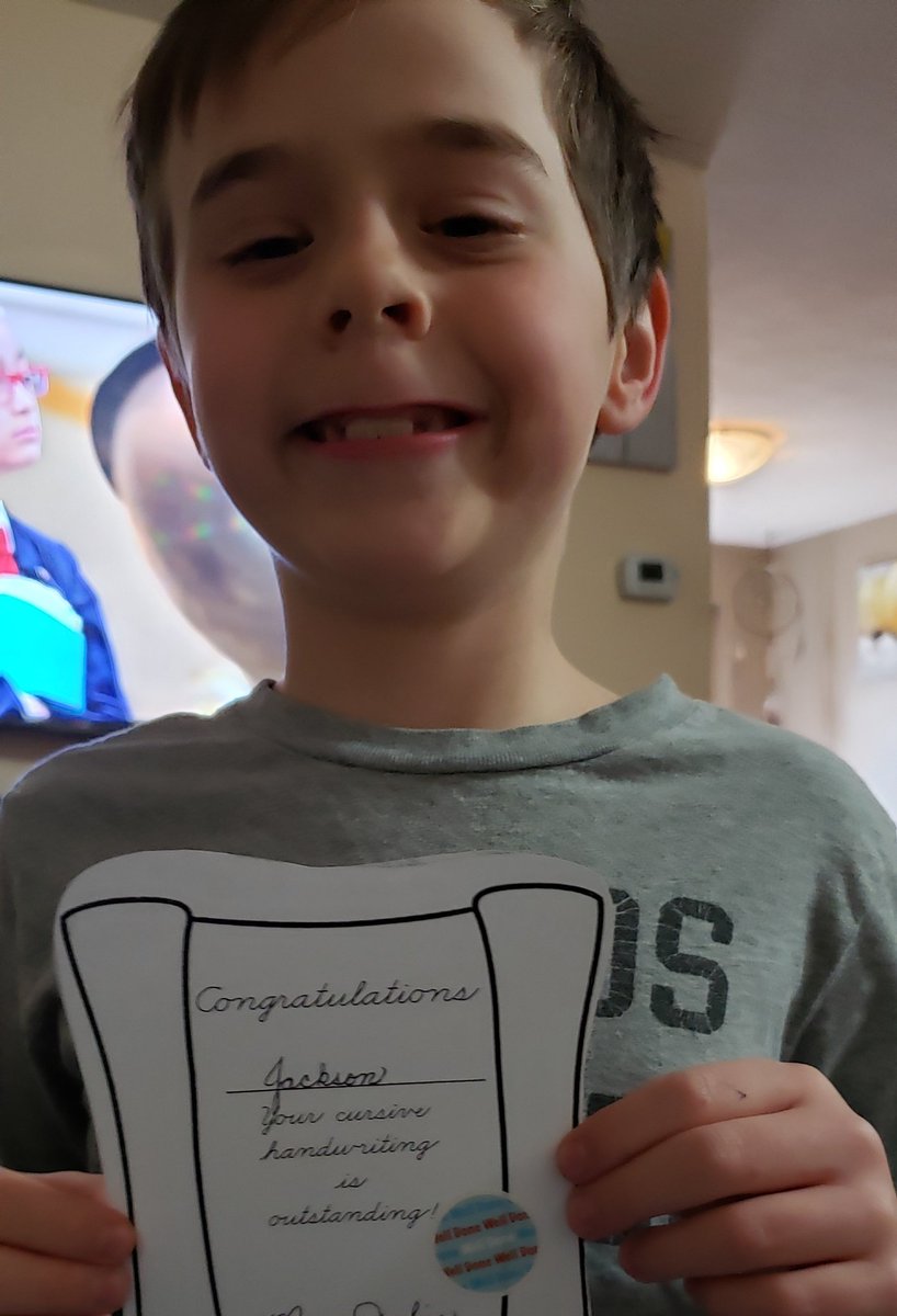 luv2kayak2's tweet image. Kiddo started to learn at home and was so happy when teacher  @SomersetPS continued teaching him; and now only writes in cursive. Proud of this kid.
#bringbackcursive
#winning