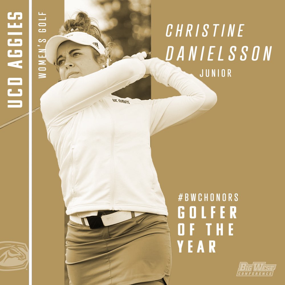 BigWestGolf's tweet photo. #BWCHonors Golfer of the Year – Christine Danielsson (@UCDavisWGolf) 🏆

The junior recorded a 2-under 70, the lowest postseason round of her career on the final day of action at the Cle Elum Regional

2nd-straight season an Aggie earned #BigWest GOY honor

#GoAgs | #LeaveALegacy https://t.co/UVFrMzdqW8