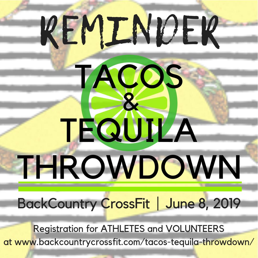 Don't let time pass you by! Register today: Rx or Open Division MM or FF teams of 2! Shirt styles and sizes guaranteed through May 24. #tacoandtequila2019 #tacos #tequila #margaritas #crossfit #compete #findyourpartner #partnersincrime #comeforfun #cometowi