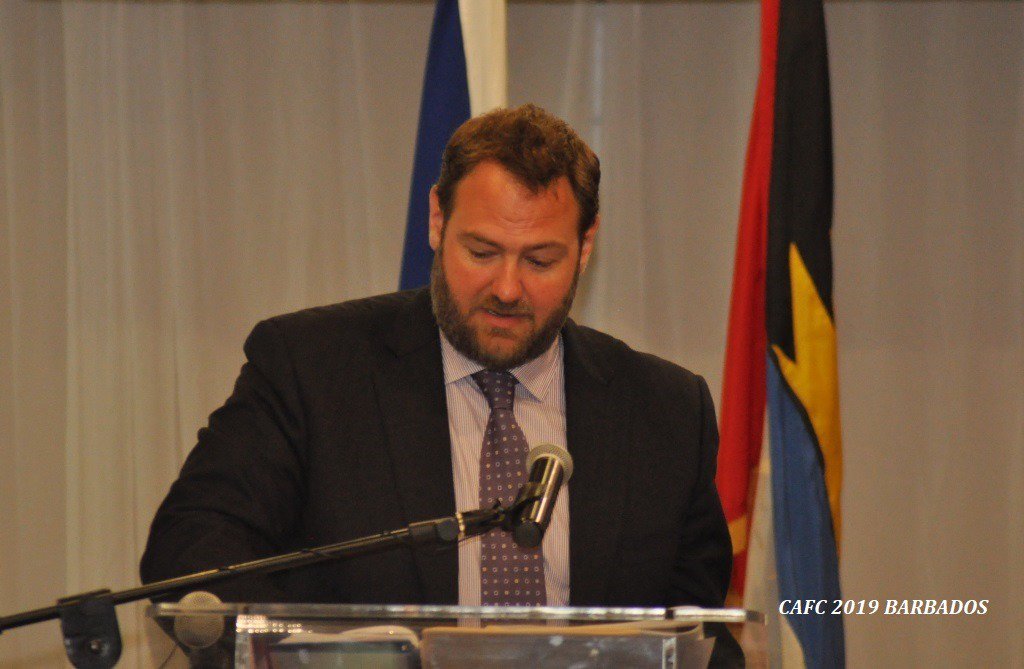 Alistair Brown, Director, <a href="/Angloco/">Angloco</a> Limited delivering the title sponsor's remarks during the Opening Ceremony of the Caribbean Association of Fire Chiefs 2019 Conference in Barbados. #CAFC2019 #FireChiefs #Conference