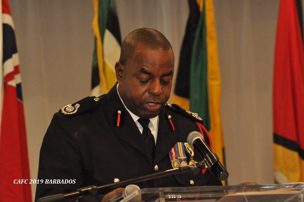 Deputy Chief Fire Officer Henderson Patrick delivering the vote of thanks during the Opening Ceremony of the Caribbean Association of Fire Chiefs 2019 Conference in Barbados. #CAFC2019 #FireChiefs #Conference