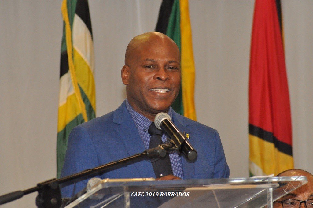 The Honorable Edmund Hinkson, Minister of Home Affairs delivering the Minister's remarks during the Opening Ceremony of the Caribbean Association of Fire Chiefs 2019 Conference in Barbados. #CAFC2019 #FireChiefs #Conference