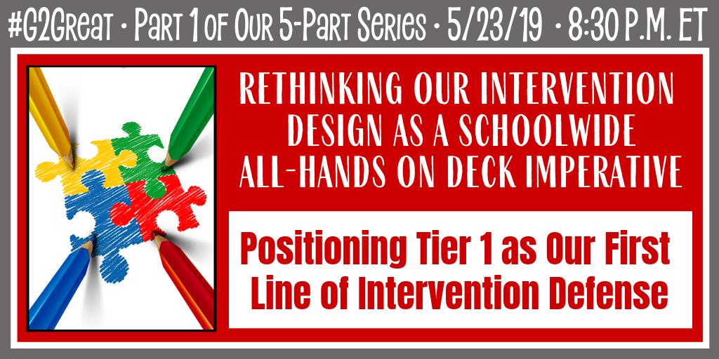 DrMaryHoward's tweet photo. We think that the tine is long overdue to refocus our intervention attention on Tier 1. Please join #G2Great as we begin a new series this week and take a closer look at the many RTI missteps. 

@franmcveigh
@hayhurst3
@brennanamy
@vrkimmel 

https://t.co/dg8vobPaXs https://t.co/qiYdeMn92r