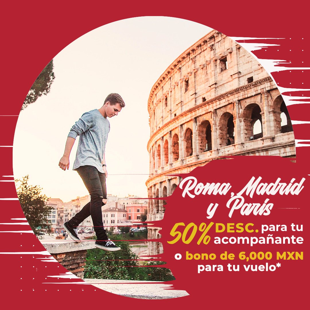 mundo_joven's tweet photo. Buenas noticias para CDMX... Ya estamos presentes Outlet #ViajaYVuela en el WTC!🔥
Compra alguno de estos tours por Europa y recibe 50% de descuento para tu acompañante ó hasta 8,000 MXN para tu vuelo 😱😱✈️
¡Visítanos! Estaremos en el stand E, F y A1 😃 https://t.co/bPa0dxxsR8