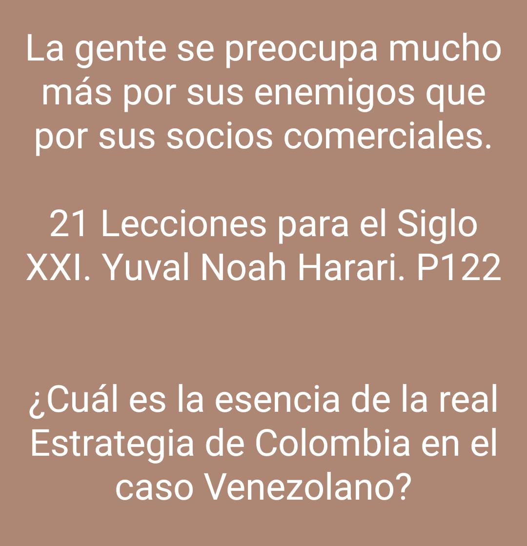 La gente se
preocupa mucho más por sus #enemigos que por sus #socioscomerciales. ¿Colombia y, Venezuela Qué?