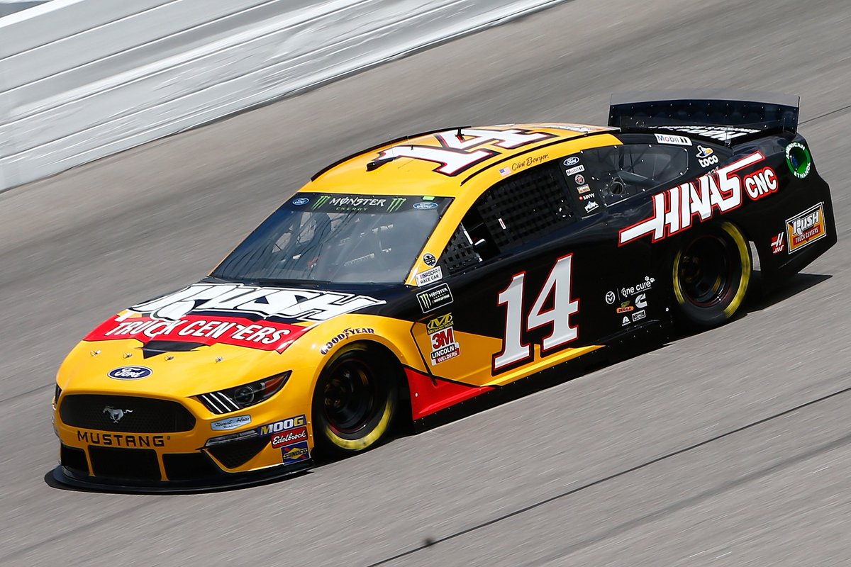 HaasFactoryTeam's tweet photo. For the second time in the history of our team, Stewart-Haas Racing will start 1-2-3-4! Those Ford Mustangs are 💪!

@KevinHarvick P1
@Aric_Almirola P2
@ClintBowyer P3
@Daniel_SuarezG P4

Can't wait for Saturday night's #DigitalAlly400 at @KansasSpeedway! 🙌

#SHRacing https://t.co/qb00SRmeV4
