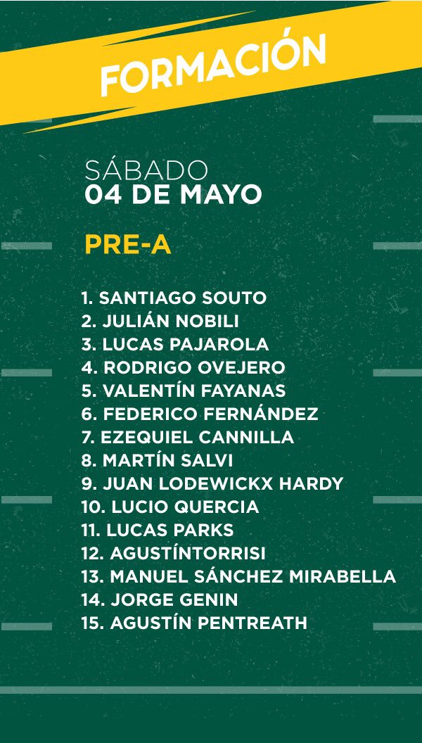 Así forman la Primera, la Inter y la Pre A que mañana visitan a <a href="/OlivosRCOnline/">OlivosRCOnline</a> 
#VamosTricolores ❤️💛💚