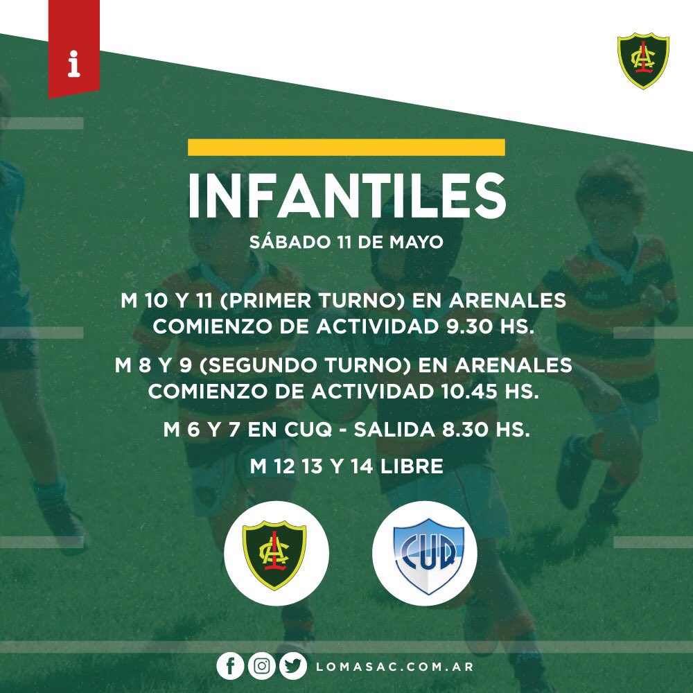 Mañana juegan las infantiles con los amigos de <a href="/cuquilmes/">C.U.Q.</a> 
¡Vamos toda la familia a acompañar a los más chiquitos! 
#VamosTricolores ❤️💛💚