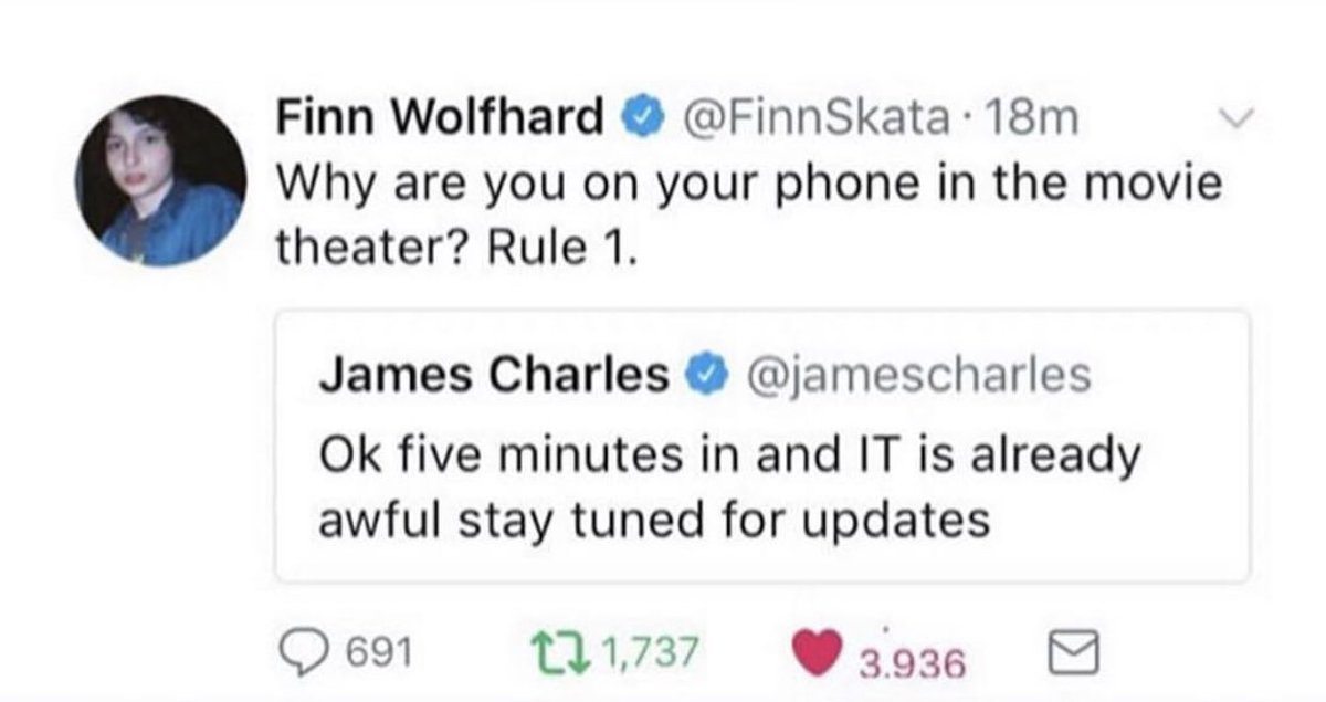paudotcom's tweet image. in honor of both the new IT trailer and james charles being canceled let me remind you of this gem
