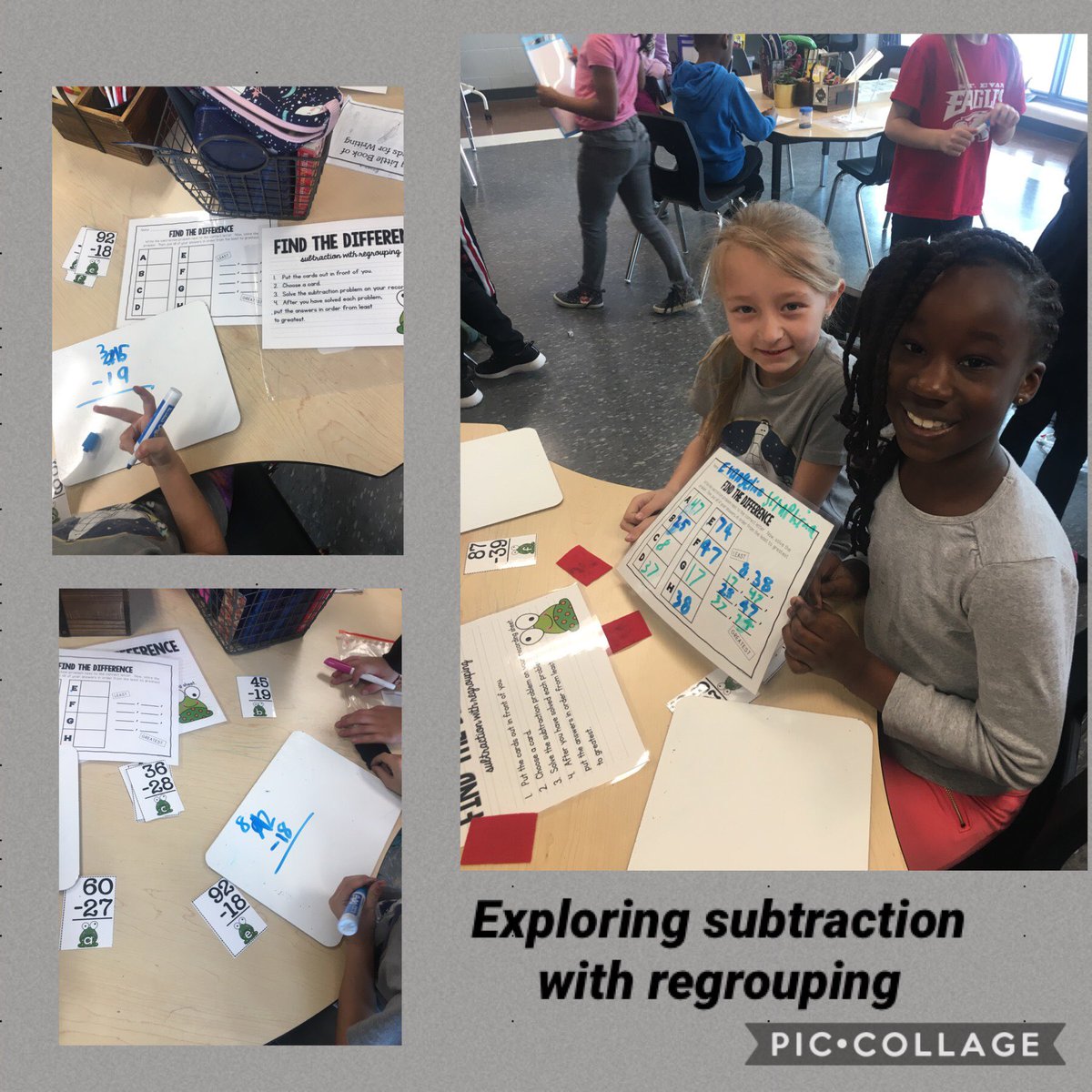 MrsCaringi's tweet image. My little math mathematicians at it again! Ss exploring subtraction with regrouping! #subtractionfun