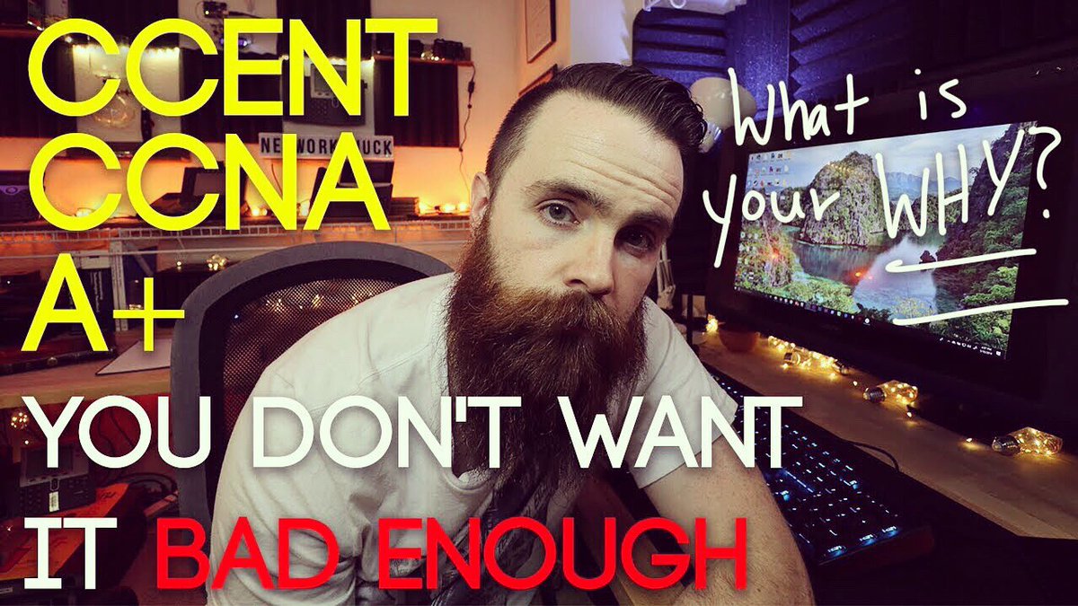 NetworkChuck's tweet photo. Is your WHY big enough?  How bad do you want your CCNA? A+? Security+?

If you have a certification success story, please stop by the video and leave a comment as encouragement for others.  
 
 https://t.co/wVNhrmuqC2

https://t.co/SGsf6iVHat https://t.co/XpIotioWgf