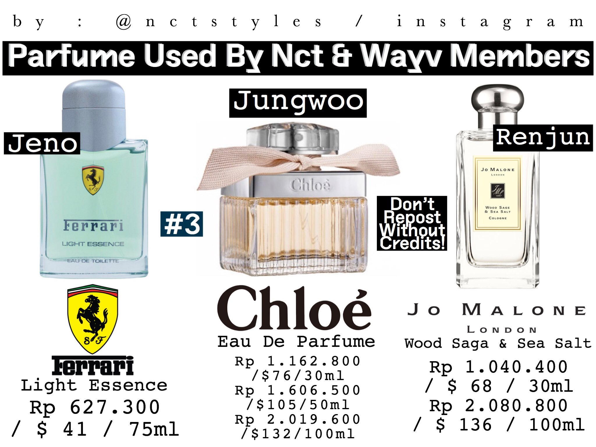 NCT FASHION & STYLE ! on X: Parfume Used By Nct & Wayv Members #3