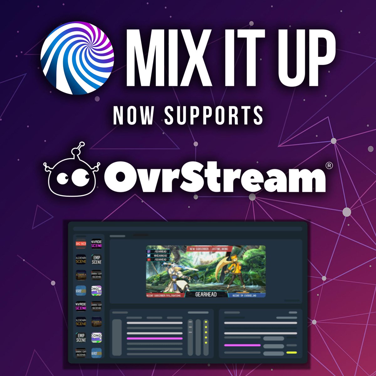 MixItUpBot's tweet photo. Preview Program Update! Large-scale Song Requests improvements and integration with @OvrStream!

@OvrStream is a powerful, motion graphics editor for alerts &amp; overlays. Mix It Up now allows you to visualize &amp; animate even more data for it!

Full details: https://t.co/sqNLvioPRd https://t.co/CHs05PAegq