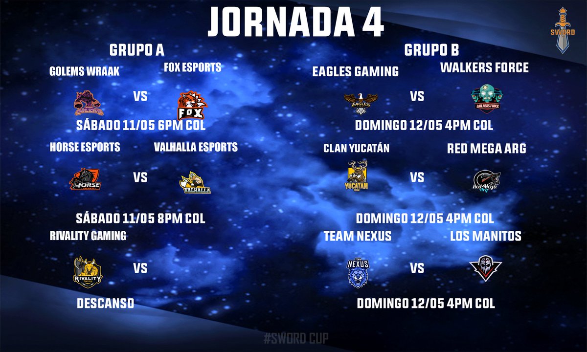 Cuarta jornada de la <a href="/SwordCup/">Sword Cup</a>
👊Suerte a todos los equipos en su cuarta salida👊