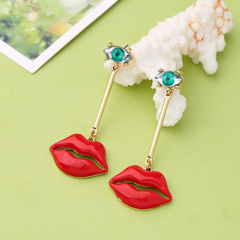 Red Lips Devil’s Eye Stud Earrings  #giftforher #jewelry #earrings
