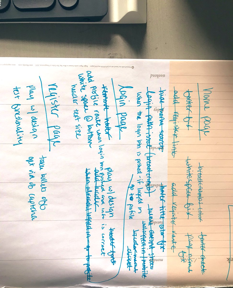 MariaCantCode's tweet image. Day 5 of #100daysofCode and I almost have the home page completely done, the login and register page are slowing coming together as well. A lot of small tasks finished and a lot ready to go! #pseudocode #WomenWhoCode #DEVCommunity