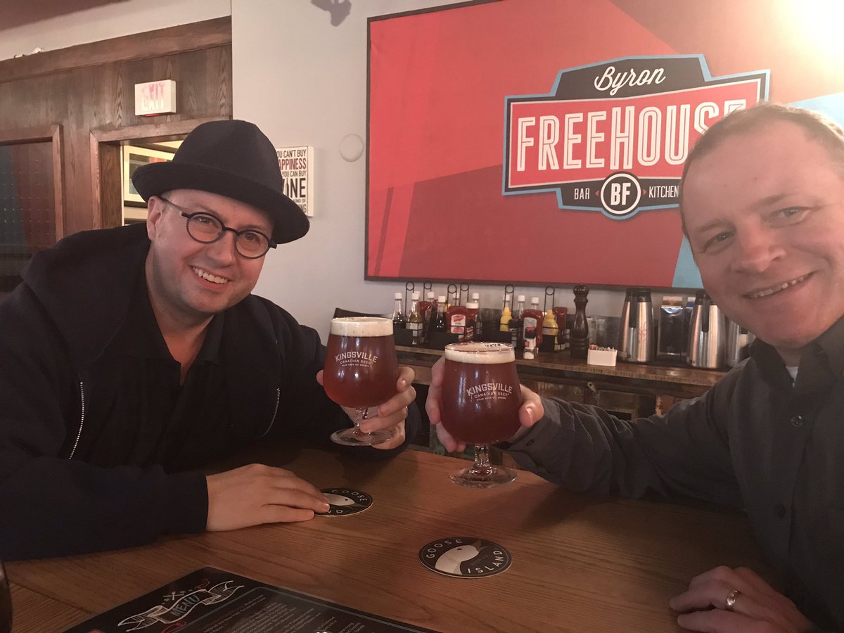 itsjustkevy's tweet photo. I am fortunate to have this kind man as a partner in the @vicarscrossing podcast. Great to get out together tonight. Enjoyed trying the 
@Kvillebrewing #DeLager - Czech Style Lager at the #TrashcanNachos @byronfreehouse 
#GoodFriends #PartnersInMinistry 
#BeerBuddies https://t.co/xzi06WHqr9