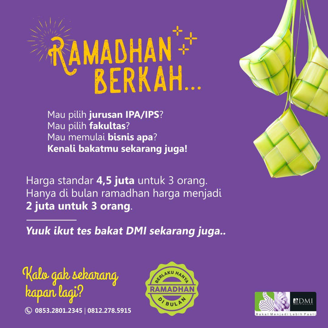 DMIindonesia's tweet photo. Selagi libur bisa ajak anak-anak untuk di tes bakatnya. Dan Dapatkan harga promo Ramadhan skrg juga. https://t.co/nMFrFauJ5a