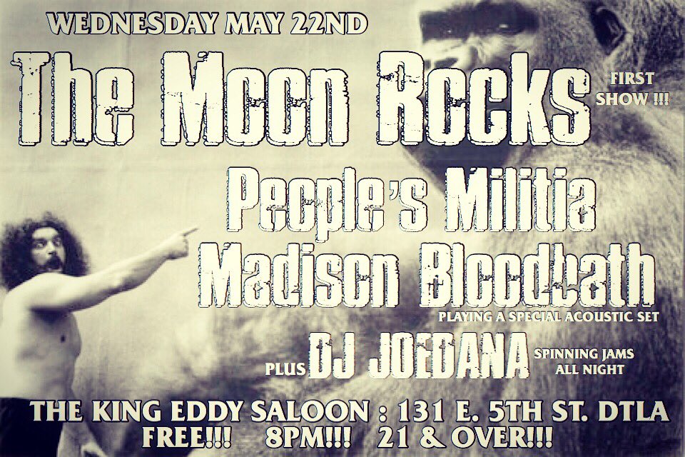 RealOfficialMB's tweet image. Two of us will be playing some songs at a bar in Los Angeles’ Skid Row. Which two? What songs? You’ll have to show up to find out.