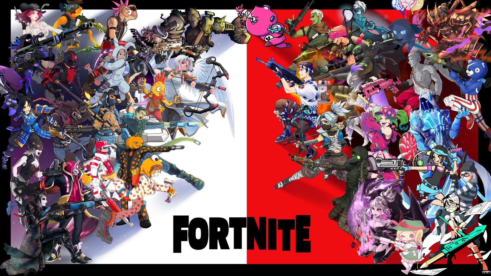 ろっくちゃん 絵師40人による合作壁紙 フォートナイト大好きだ Now This Is The Fanart Made By 40 Of Japanese Fortnite Addicted Creators If You Wanna See Each Charactors Closer Check This Out フォートナイト合作壁紙企画