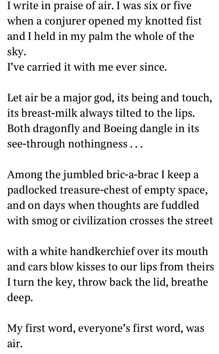 MrAshworth's tweet photo. I never did too good at poetry in school..😉 but am gripped by new Poet Laureate, Simon Armitage’s poem, In Praise of Air.. (see pic).. my chemistry students @wadedeacon will enjoy reading it this week, thank you Simon 👍🏻🖋🧪 https://t.co/KGZUArTQK3