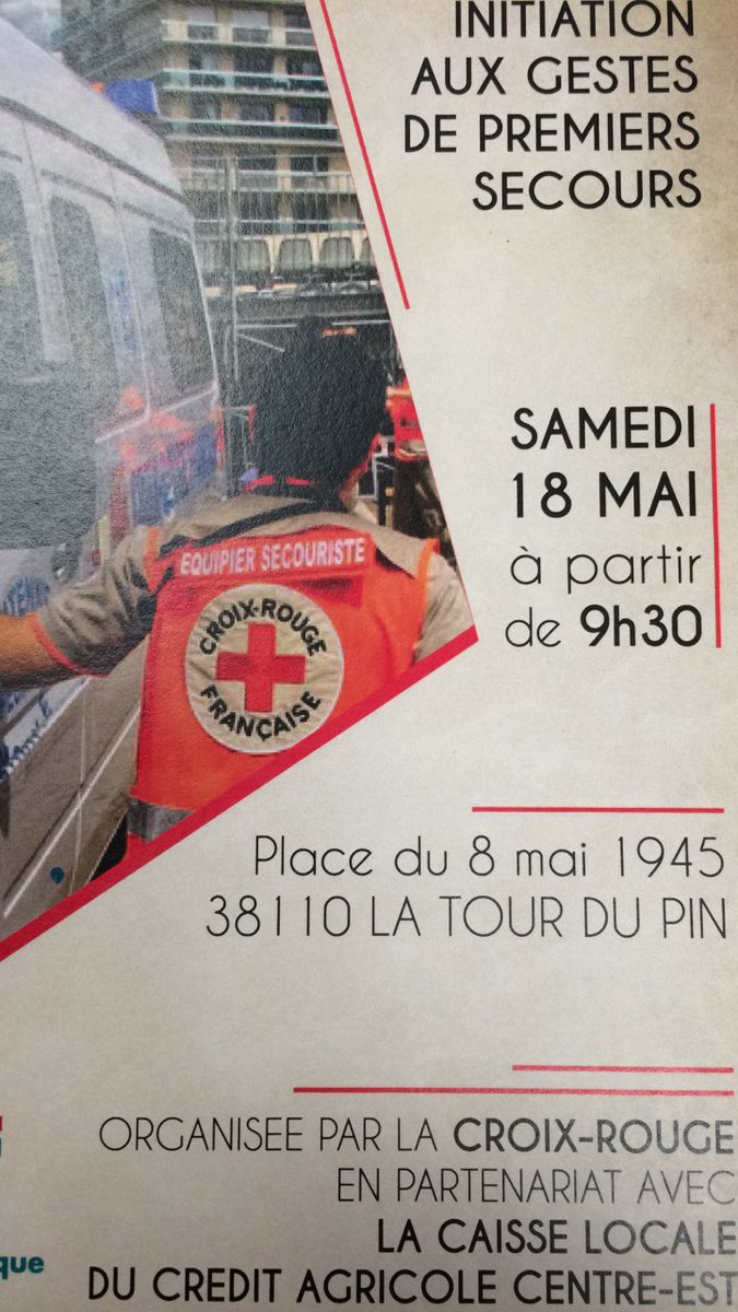 Le 18 mai belle action  des administrateurs de la cl de la Tour du Pin <a href="/ca_centrest/">Crédit Agricole Centre-est</a>  Ils vous invitent à participer à une matinée d initiation aux gestes de premiers secours organisée par La Croix Rouge .