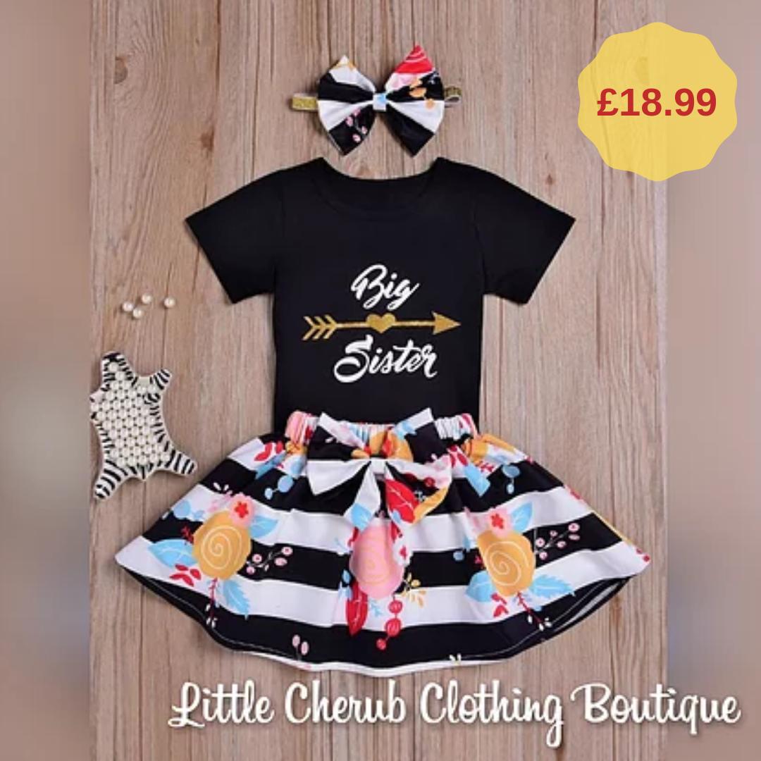 babycaredream's tweet photo. 3 Piece "Big Sister" Set
£18.99Price
Set includes T-shirt, skirt and headband.
Size guide (approx)
12 months - 71-77cm
2 years - 86-89cm
3 years - 89-96cm
4 years - 96-104cm
Material: Cotton blend
https://t.co/OfnkpCxCDr
#kidsfashion #toddler #babyfashion https://t.co/YQFzCRpyj0