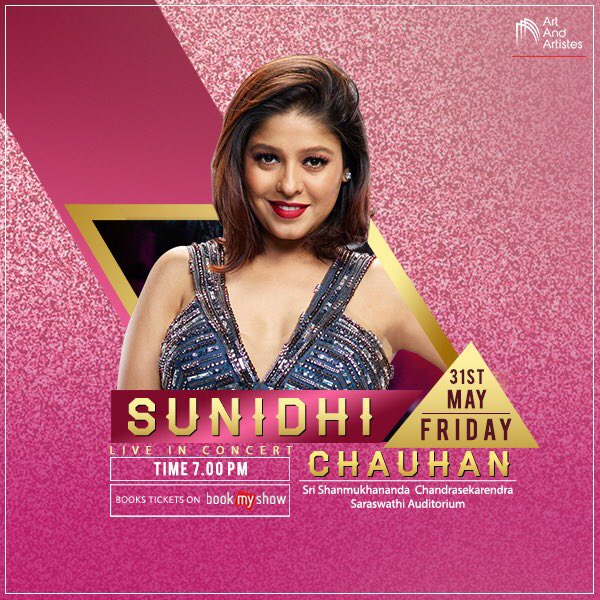 ArtAndArtistes's tweet photo. Quickly Book your tickets and sway to the captivating @SunidhiChauhan5 live in Concert is here with scintillating numbers and high energy packed performance on May 31st from 7 p.m onwards at Shanmukhananda Hall, Mumbai.
https://t.co/C71GbicnQd
#SunidhiChauhan #GroovyGirl https://t.co/sAbCYYV4xx