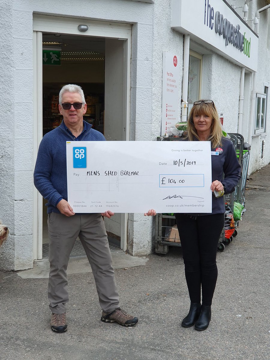 AlanPorter1812's tweet photo. A huge thank you and well done to our customers who purchased raffle tickets.They helped raise £104 that will go towards a very deserving cause. #menshedbraemar https://t.co/cdzc7KQi8I