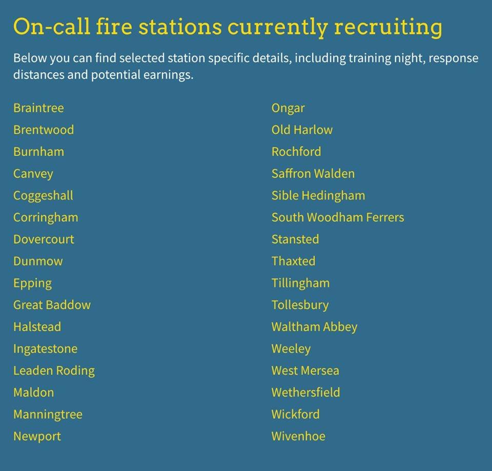 Ongar is one of many On-Call stations looking for new firefighters to support their community! Message us to find out more or ask any questions! #JoinEssexFire