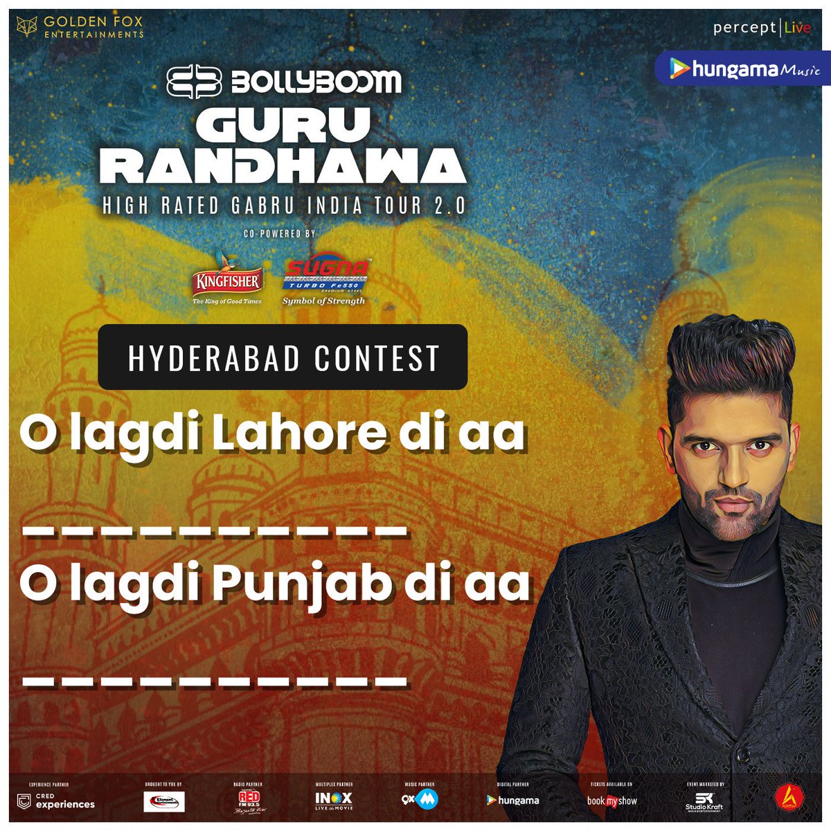 HungamaOTT's tweet photo. Announcing #Bollyboom #GuruRandhawa India Tour 2.0 Contest!
#CompleteTheLyrics &amp; 1 lucky winner will get the chance to see @GuruOfficial kill it in #Hyderabad!

Bangalore, Pune &amp; Navi Mumbai– Stay tuned we’re soon bringing contests your way! @perceptemc @BollyBoomIndia @Guru_Fans https://t.co/UERqyTxShz
