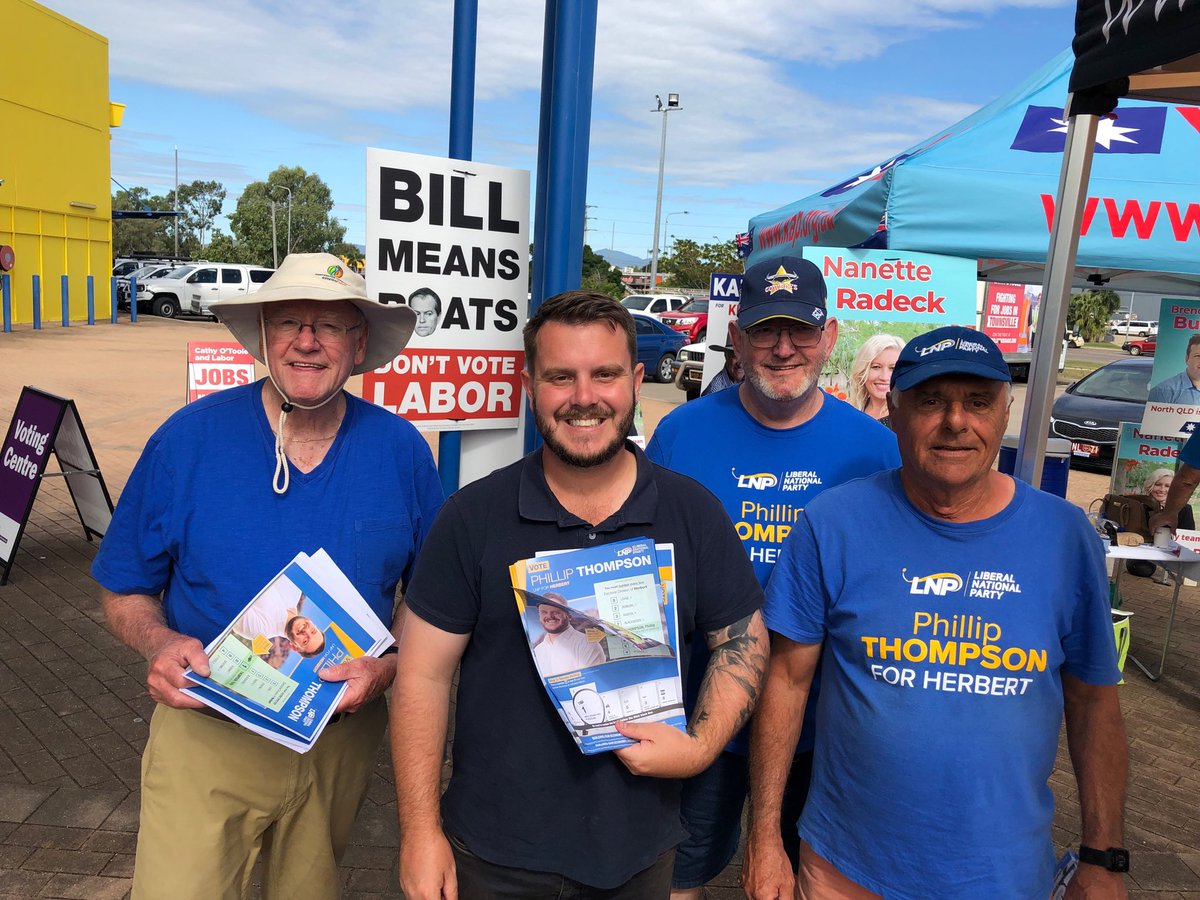 SenatorMac's tweet image. Out at pre-poll in Townsville today helping #PhillipThompson. Getting a great reception which mirrors #Sportsbet odds on #Herbert #LNP