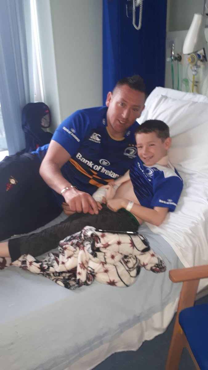 djpodge's tweet photo. @OLSCRugby @leinsterrugby Best of luck lads! My name is Ciarán I’m 8years old and unfortunately broke my arm and have to get it pinned back in place but from my hospital bed with my dad I’ll be supporting the boys in blue bring home the 5th star today!!!! https://t.co/DTlSIkiMCw