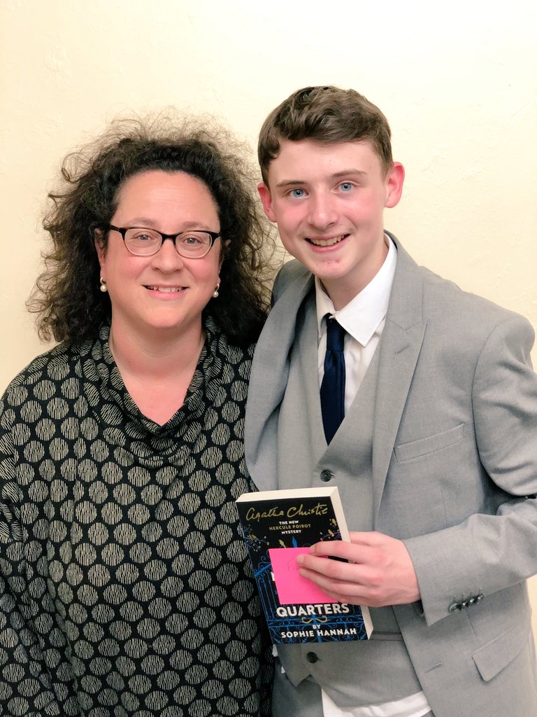VeritasEnglish's tweet photo. The wonderful @sophiehannahCB1 and our Year 9 main character after two incredible show nights. Thank you for sharing your fantastic show with us and allowing the students to show off their talents! #proudteachers https://t.co/pYh6EOQ63l