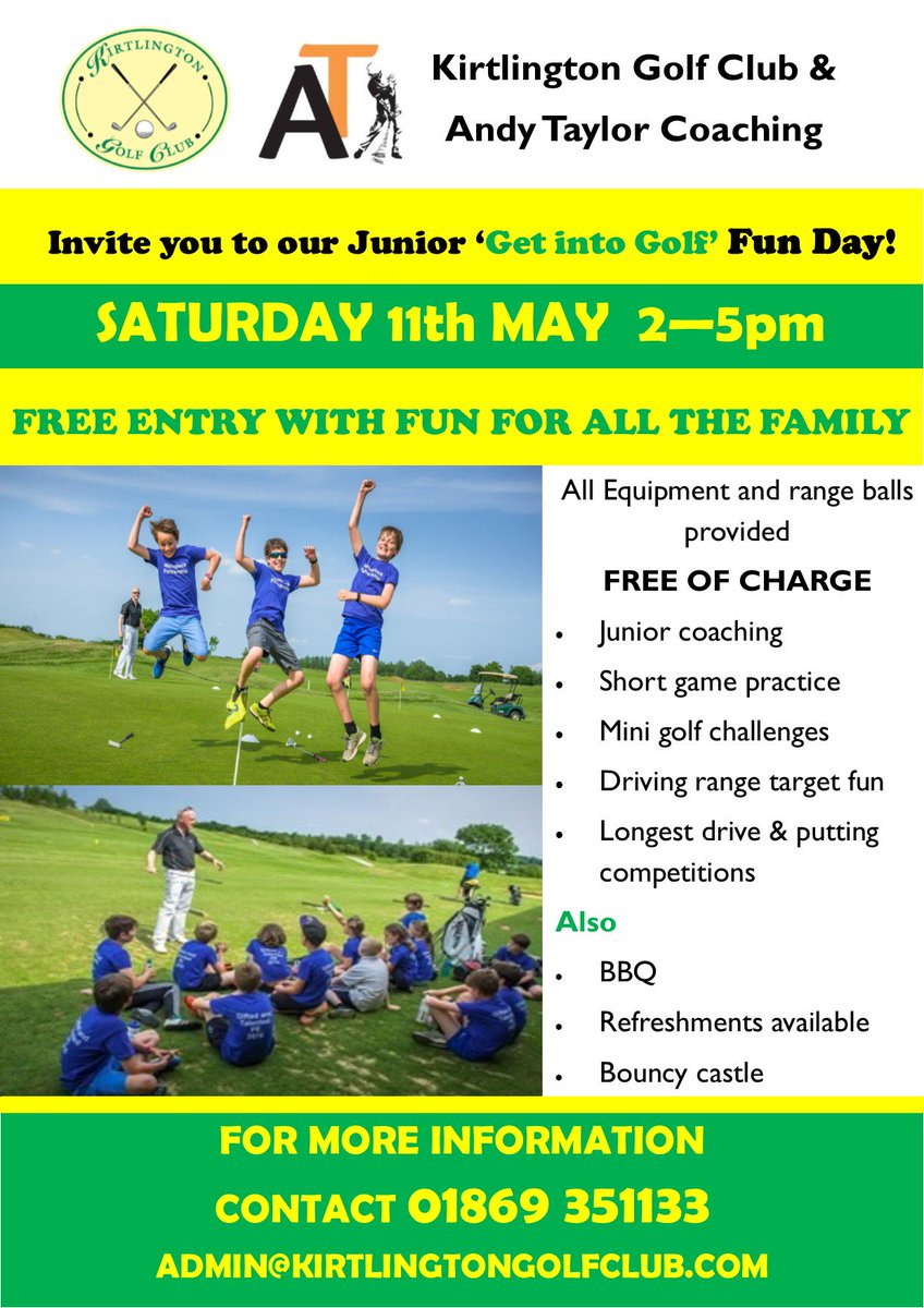Family Fun Day TODAY at Kirtlington Golf Club from 2pm - 5pm!!!
FREE ENTRY!!
EVERYONE WELCOME