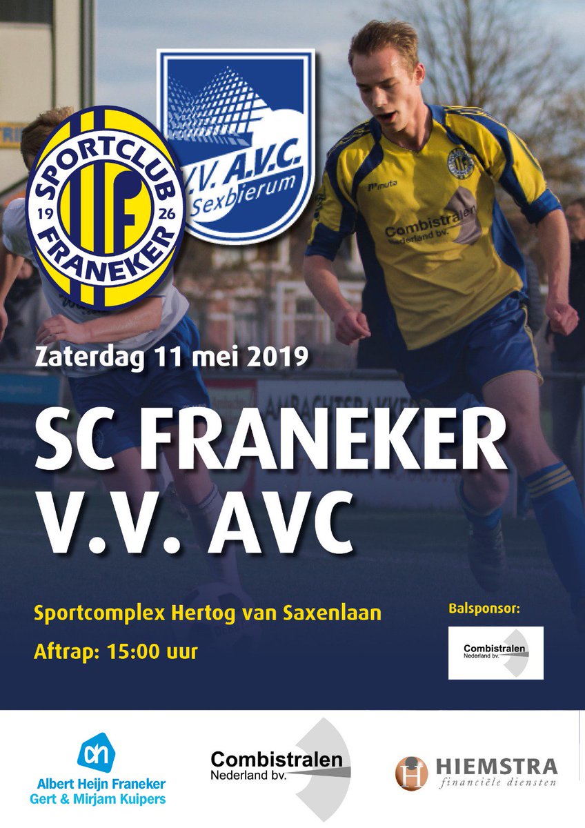 Scfranekerlive's tweet photo. #matchday  Vanmiddag speelt @SCFraneker thuis tegen @vv_avc De wedstrijd begint om 15.00 uur #fraavc #DerbyDay https://t.co/MdUvuyHTPC